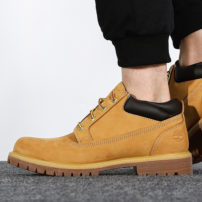 添柏岚官方男鞋踢不烂大黄靴低帮靴运动鞋小麦色户外休闲鞋735382