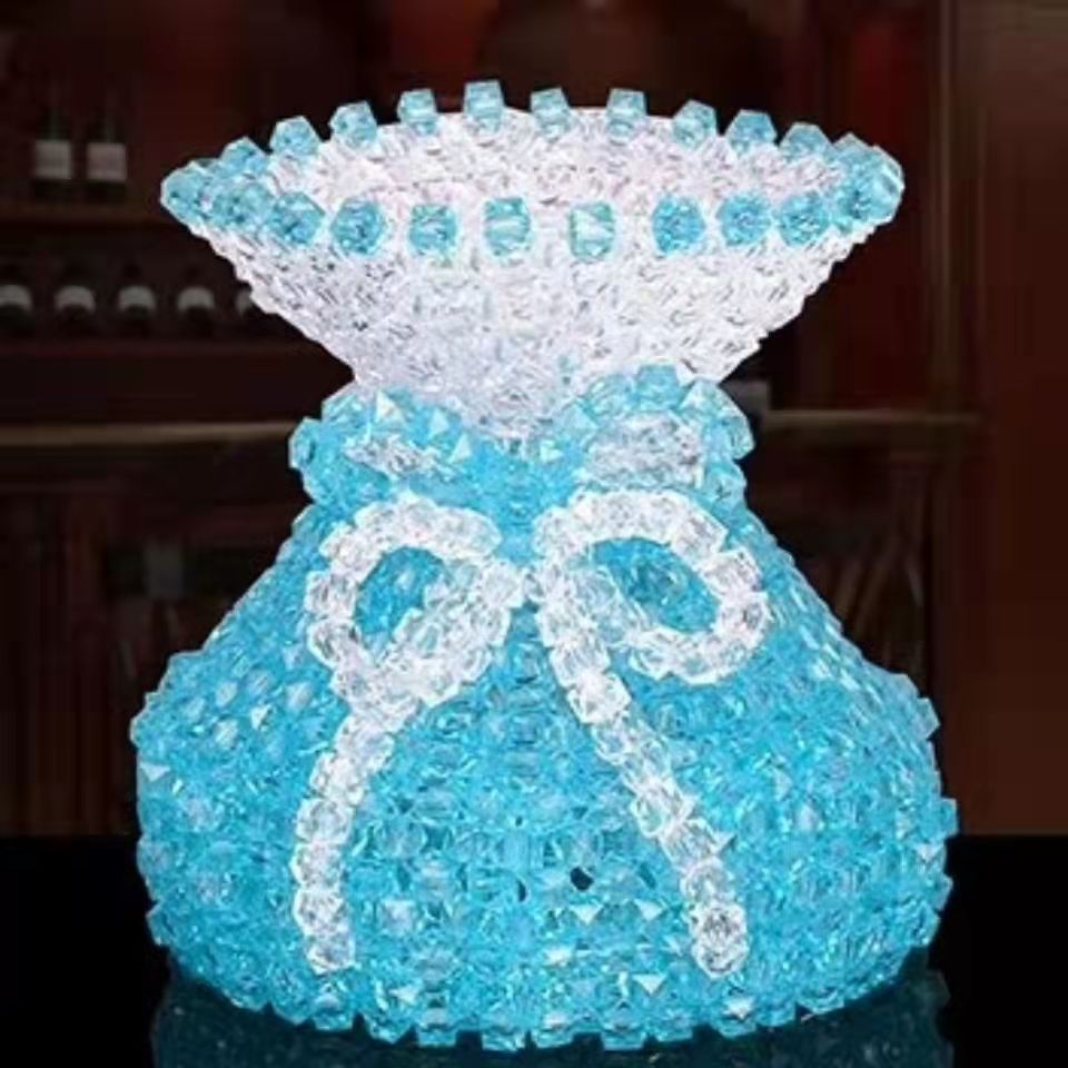 diy手工串珠花瓶成品编织制作摆件创意蝴蝶结摆件