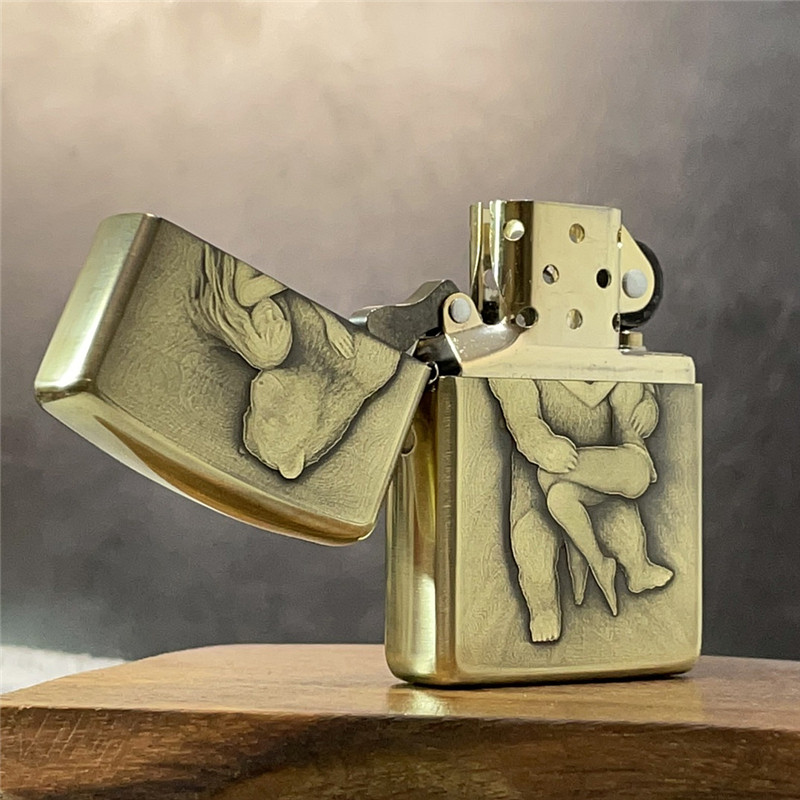 原装正版美国zippo打火机美女野兽纯铜盔甲机复古zippo