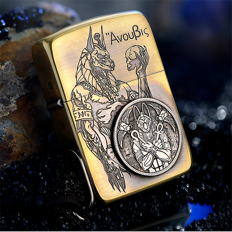 zippo芝宝防风打火机1941复刻阿努比斯银币贴章zippo