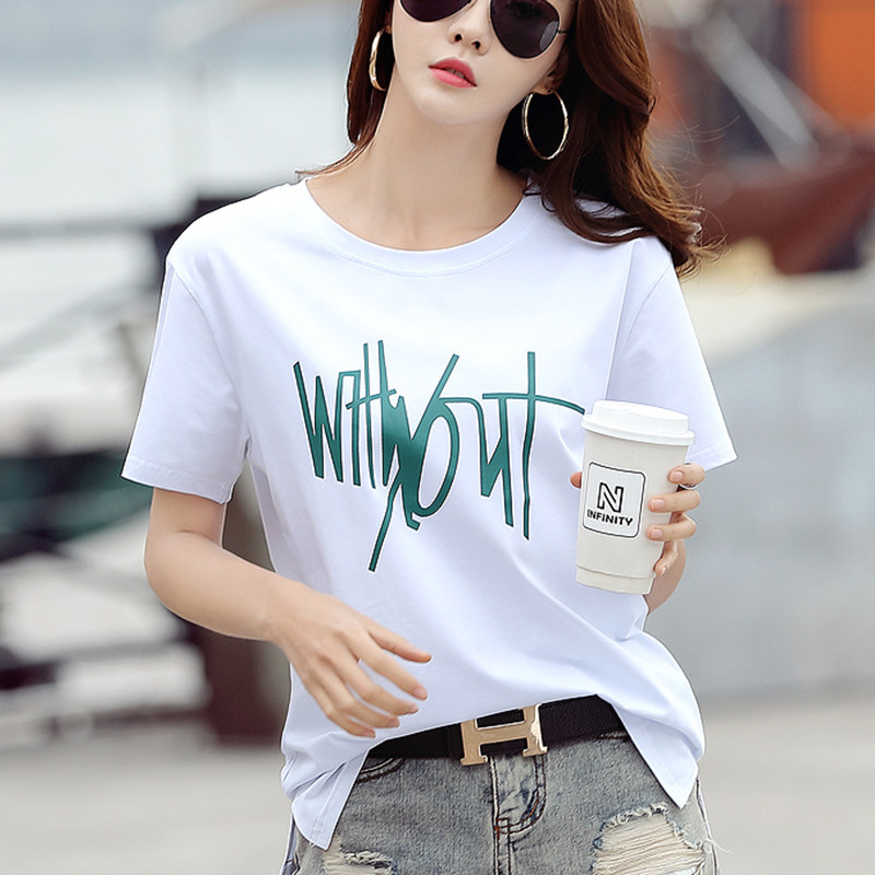 纯棉洋气汗衫体桖宽松中年桖衫半袖短袖新款t恤