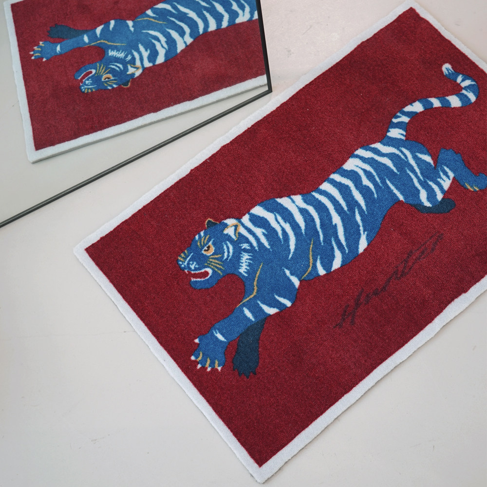 24hcasa老虎hunter森林狩猎者装饰羊毛进门地毯地垫地毯