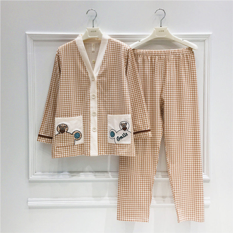 雅巧睡衣春秋长袖纯棉休闲开衫可爱卡通少女睡衣