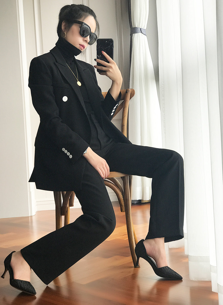 欧美开叉正装西服高端双排秋后ins春秋新款西装