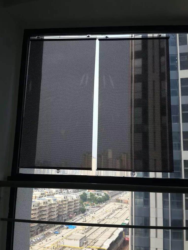 卷帘卧室防水飘窗窗户遮挡拉帘打孔玻璃厨房卷帘