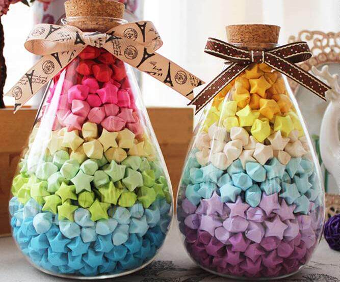 幸运星玻璃瓶成品塑料吸管幸运星夜光闪钻磨砂生日礼物七夕情人节