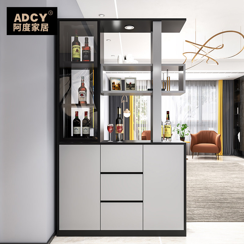 玄关酒柜隔断客厅简约现代双面进门鞋柜一体酒柜