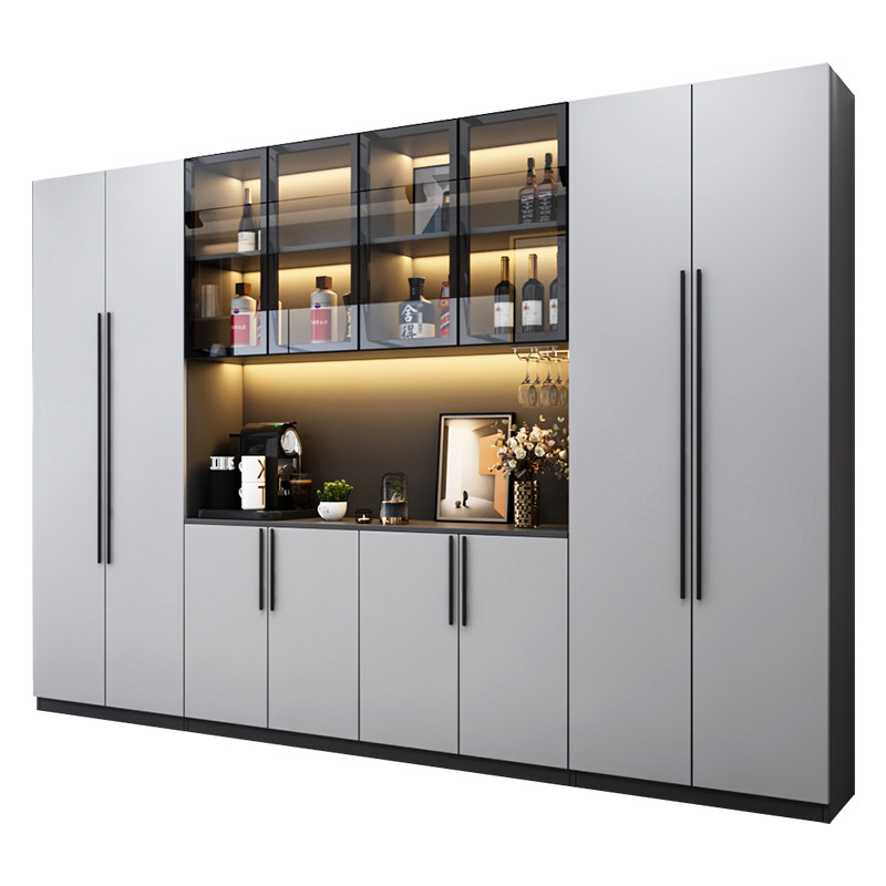 酒柜现代靠墙餐边柜轻奢风格玻璃柜家用定制餐厅酒柜