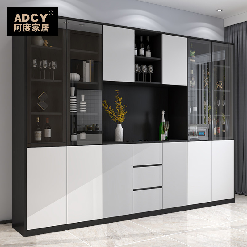 酒柜轻奢客厅现代简约靠墙玻璃定制餐边柜一体餐厅酒柜