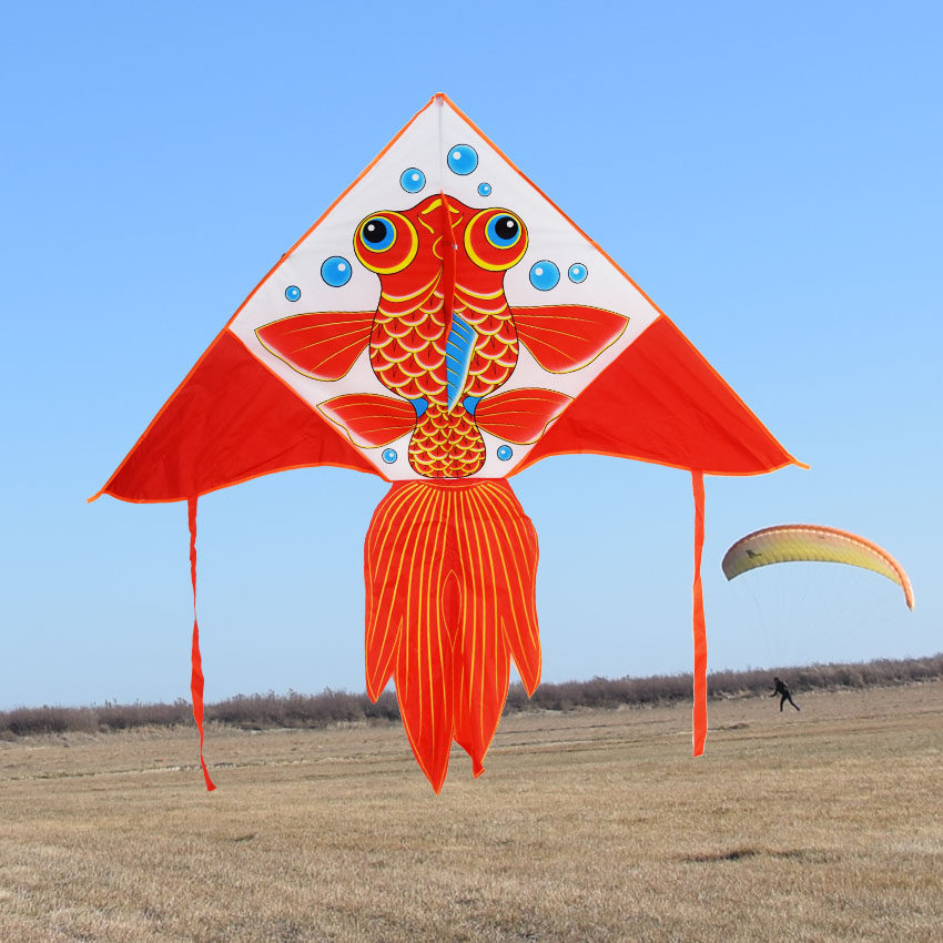 风筝潍坊酷翔金鱼现代成人红色金鳞鲤鱼保飞风筝