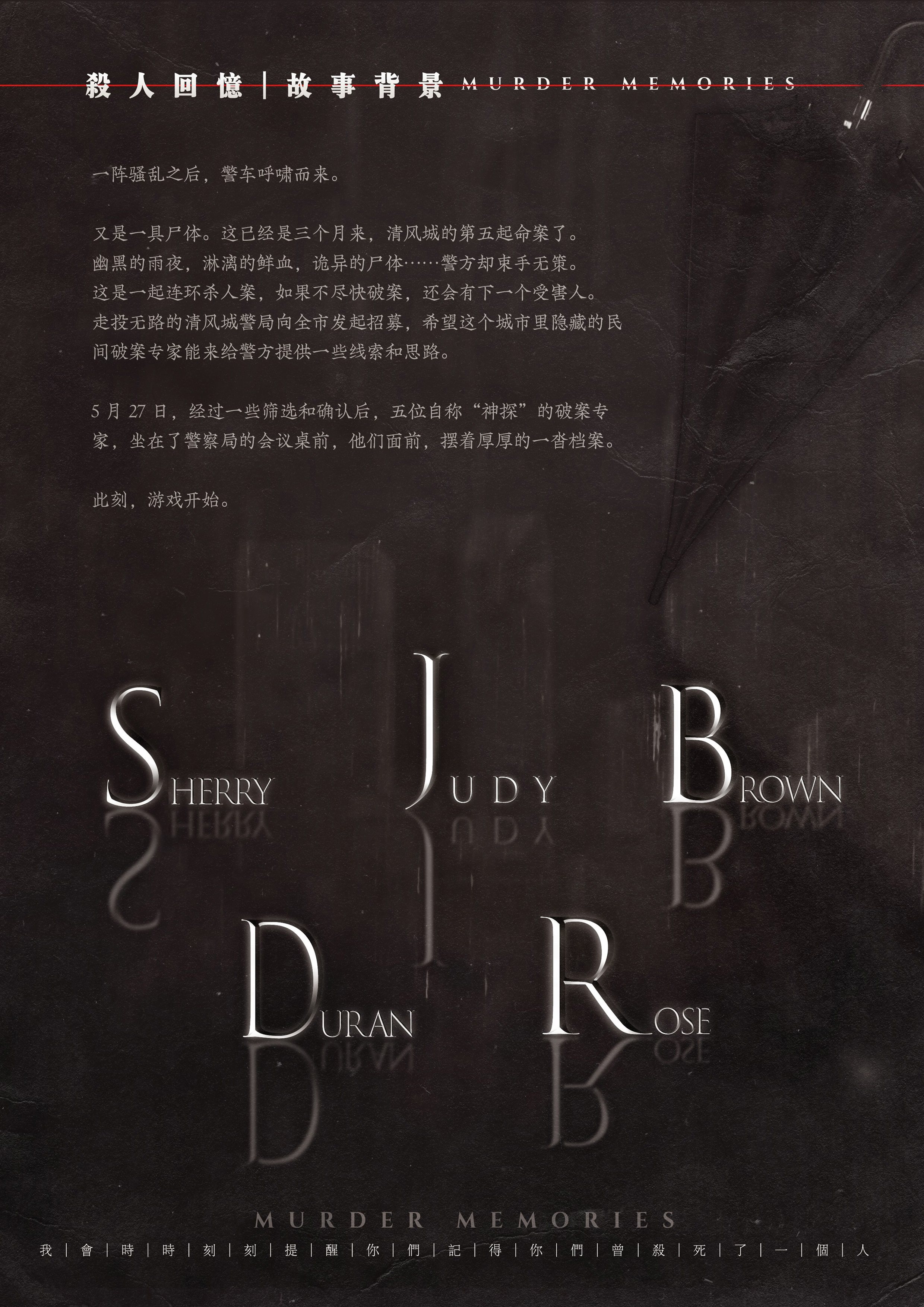 【杀人回忆】【新本推荐】5人 正版原创谋杀之谜剧本杀推理剧情