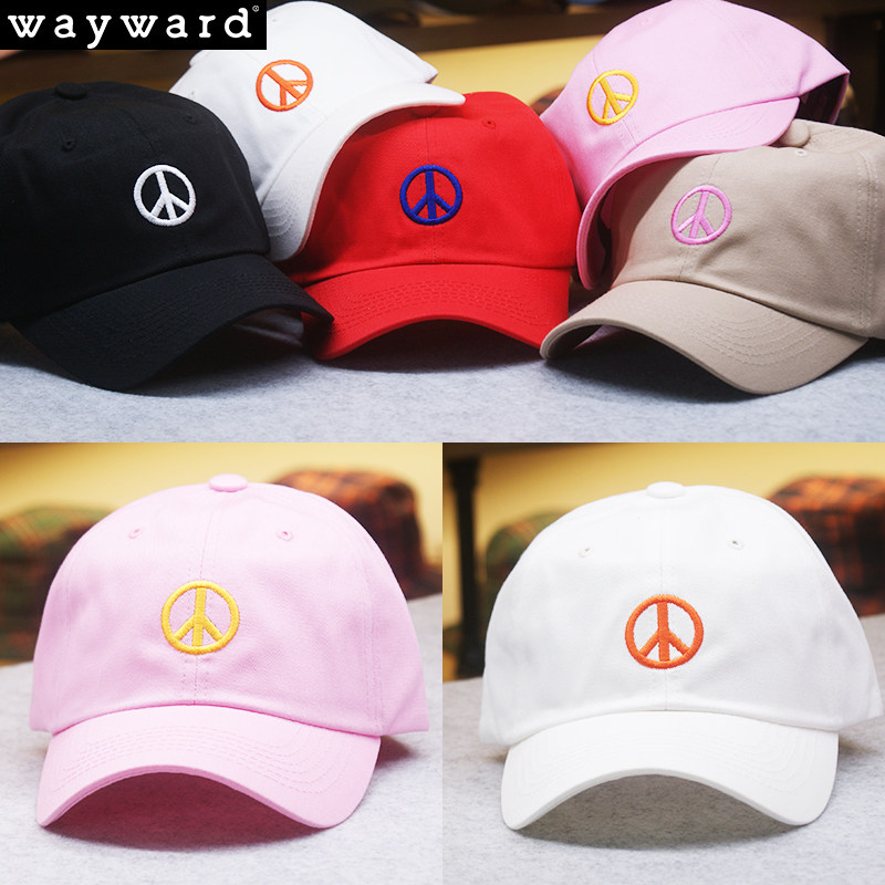 韩国潮牌wayward纯棉字母情侣遮阳遮阳帽帽子软顶帽子