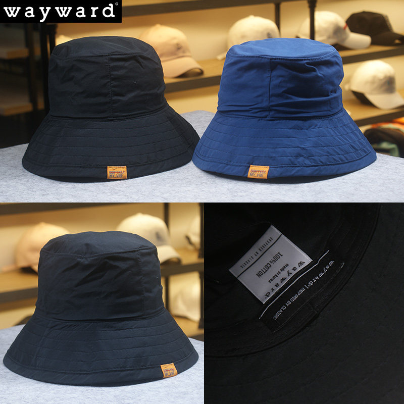 韩国品牌wayward时尚大檐盆百搭纯色极简渔夫户外帽子