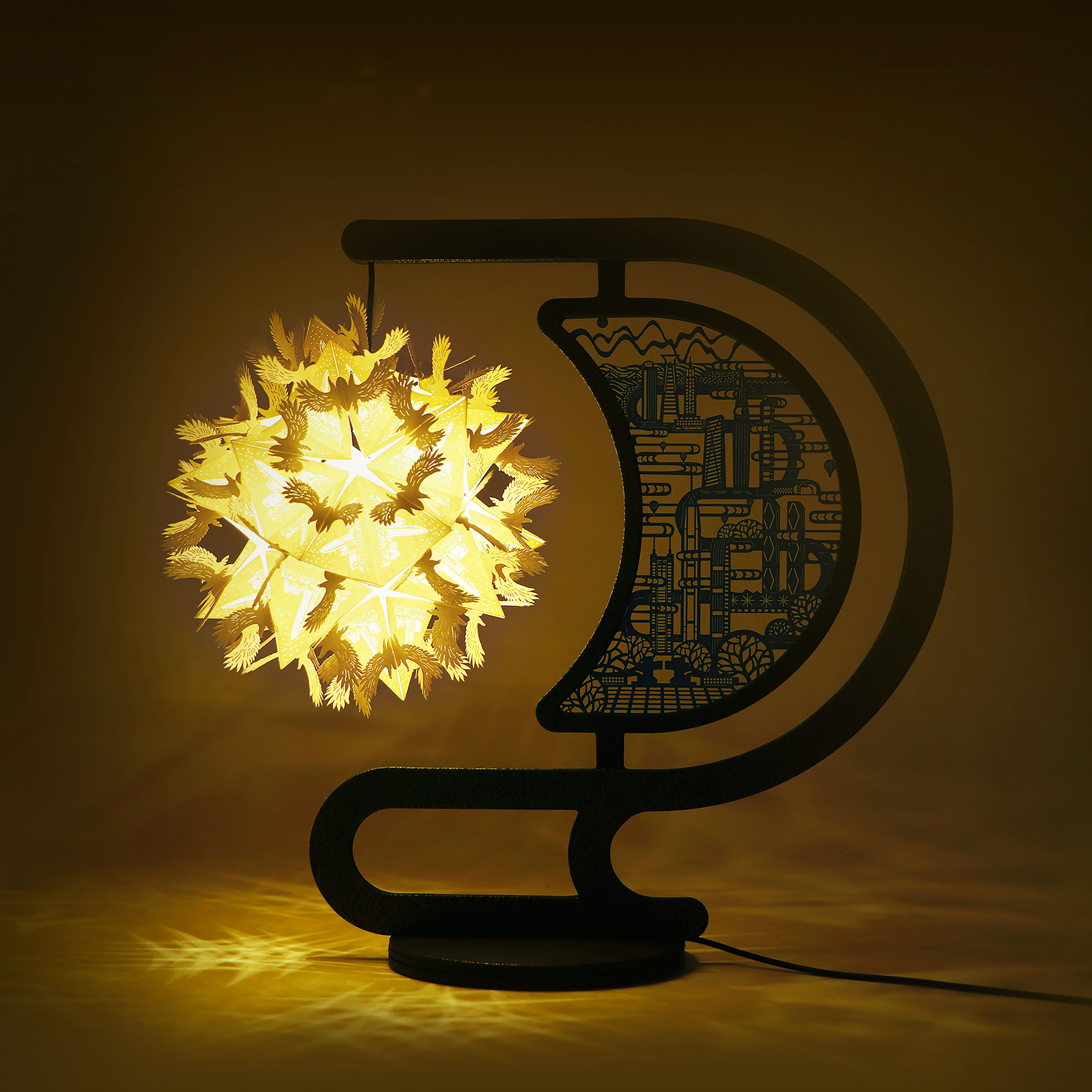 深圳成都城市纸雕灯故宫中国风创意光影折纸装饰台灯