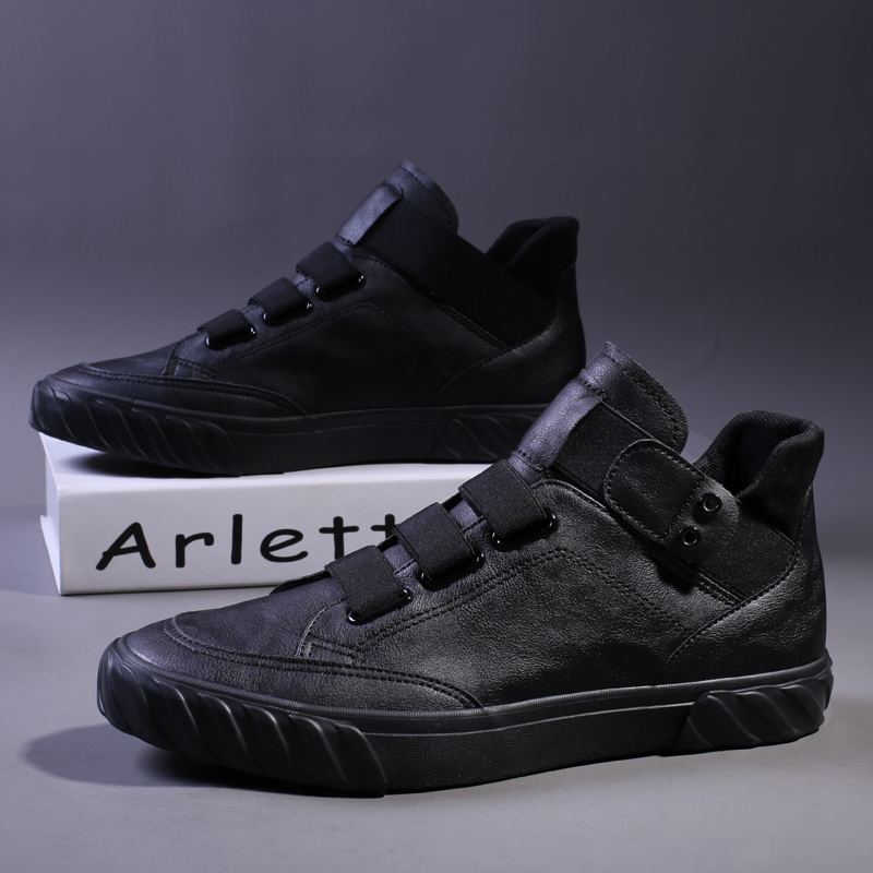 高帮鞋男加绒皮鞋潮鞋2021秋季新款百搭休闲鞋男冬季鞋子男鞋棉鞋