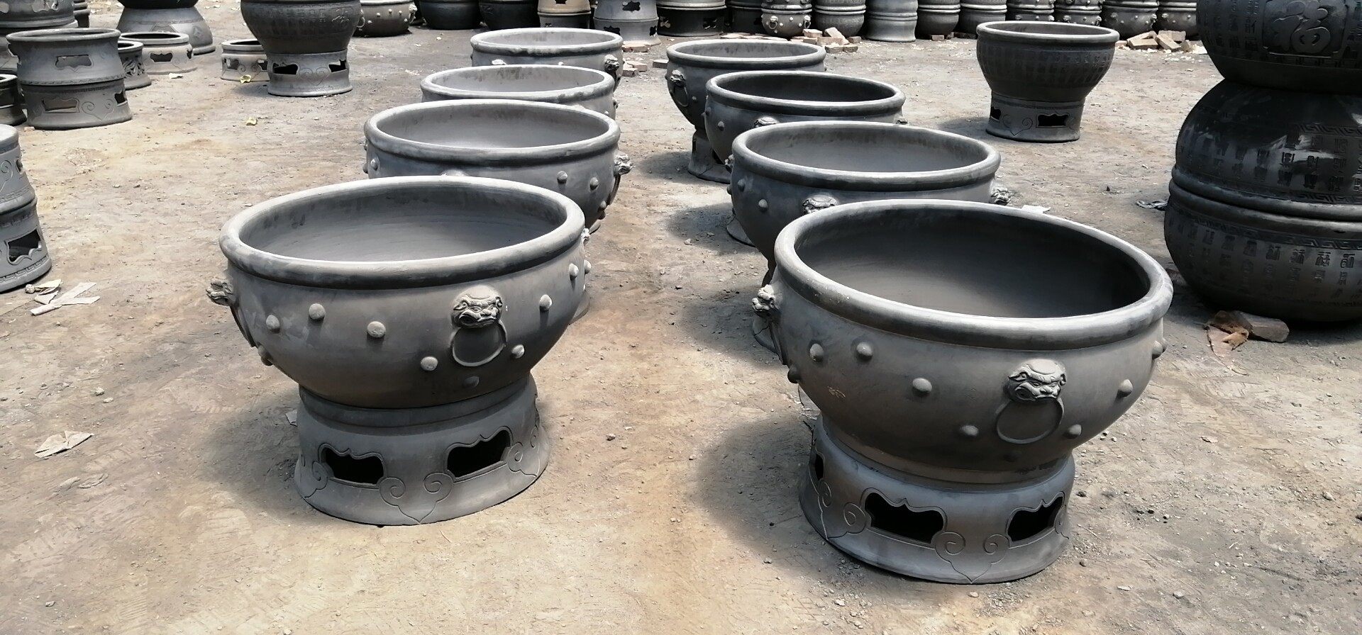 黑陶鱼缸古法养鱼老北京鱼盆陶土泥盆养金鱼桌面缸