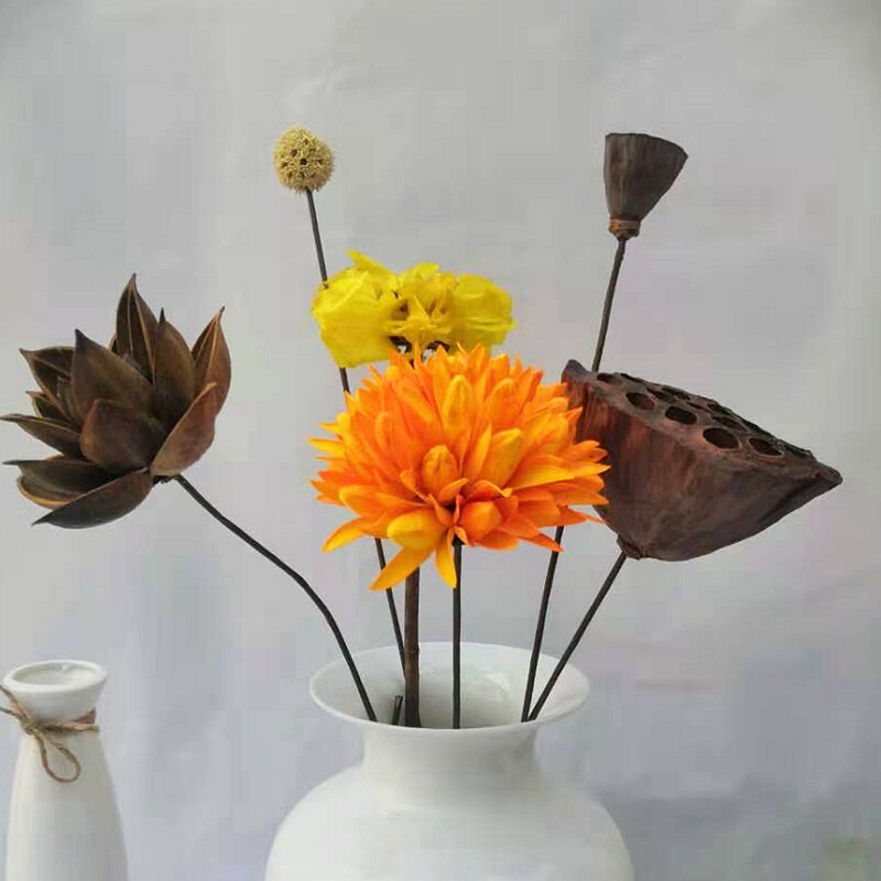 荷花手工手工艺艺术组合干花装饰花落落地摆设干花