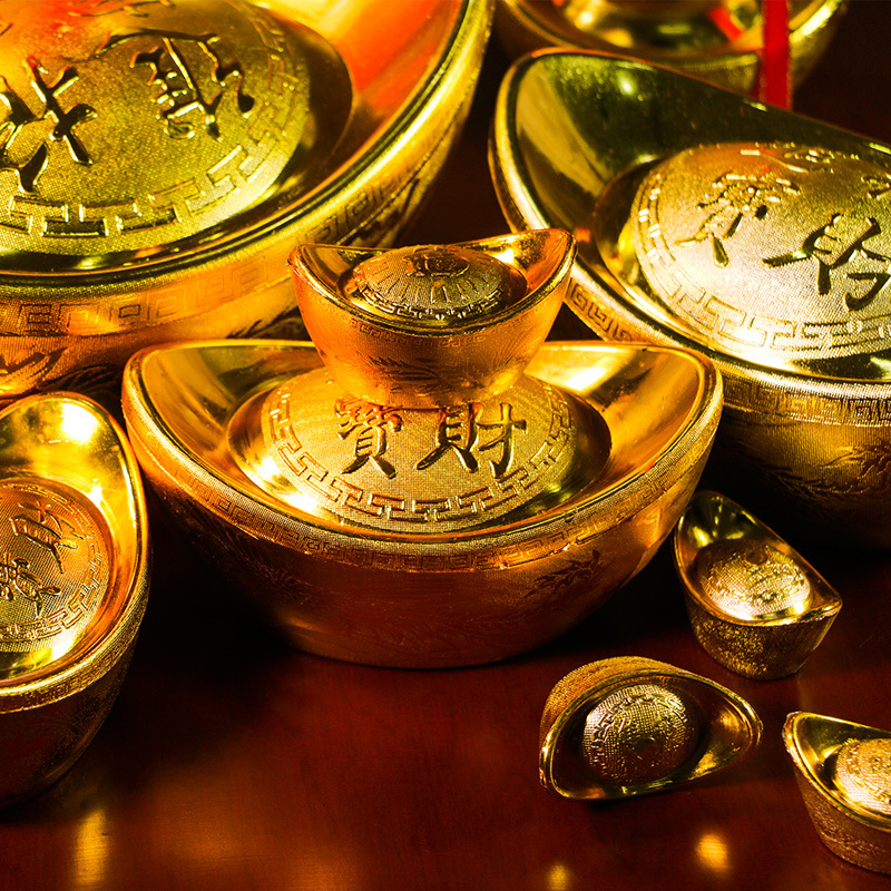 新年开店活动锭子金锭子摆设柜台聚财牛年年春节节日装扮用品