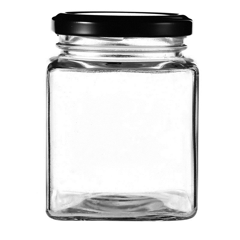 日本购yl菜瓶子储物罐罐头瓶蜂蜜玻璃瓶带盖空瓶子密封四方辣椒酱