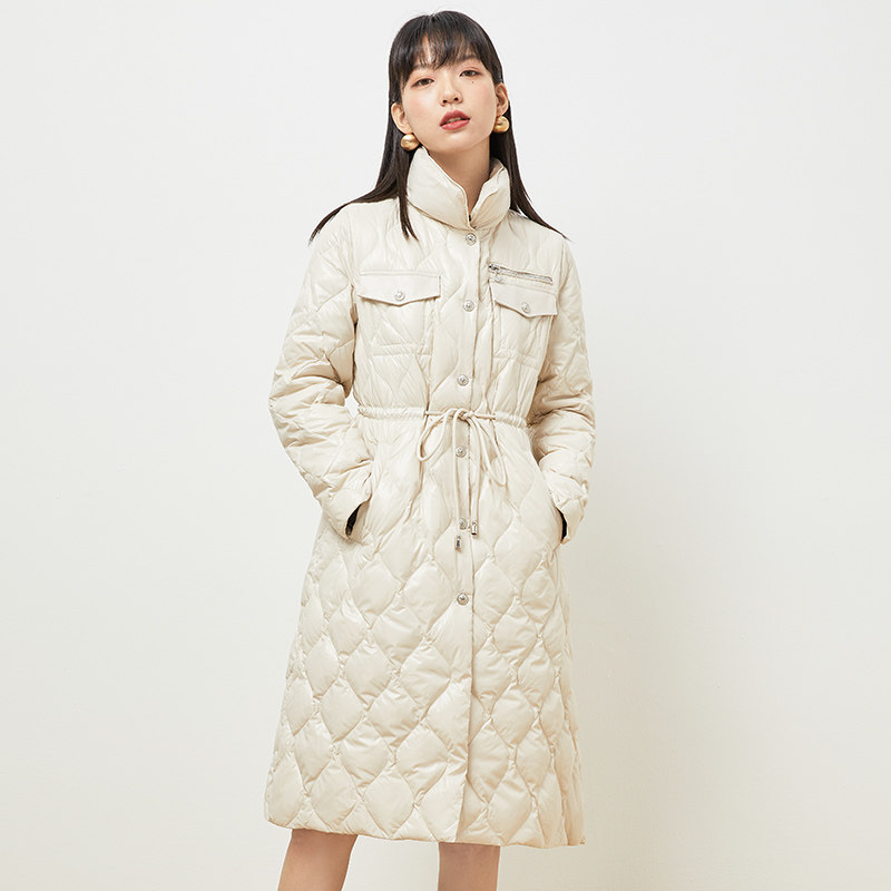 gcrues鸭绒白鸭绒轻薄外套中长时装黑色新款2020羽绒服