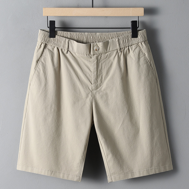 限量特价竖纹提花97%棉弹力松紧腰基础款休闲短裤男高端5分中裤子