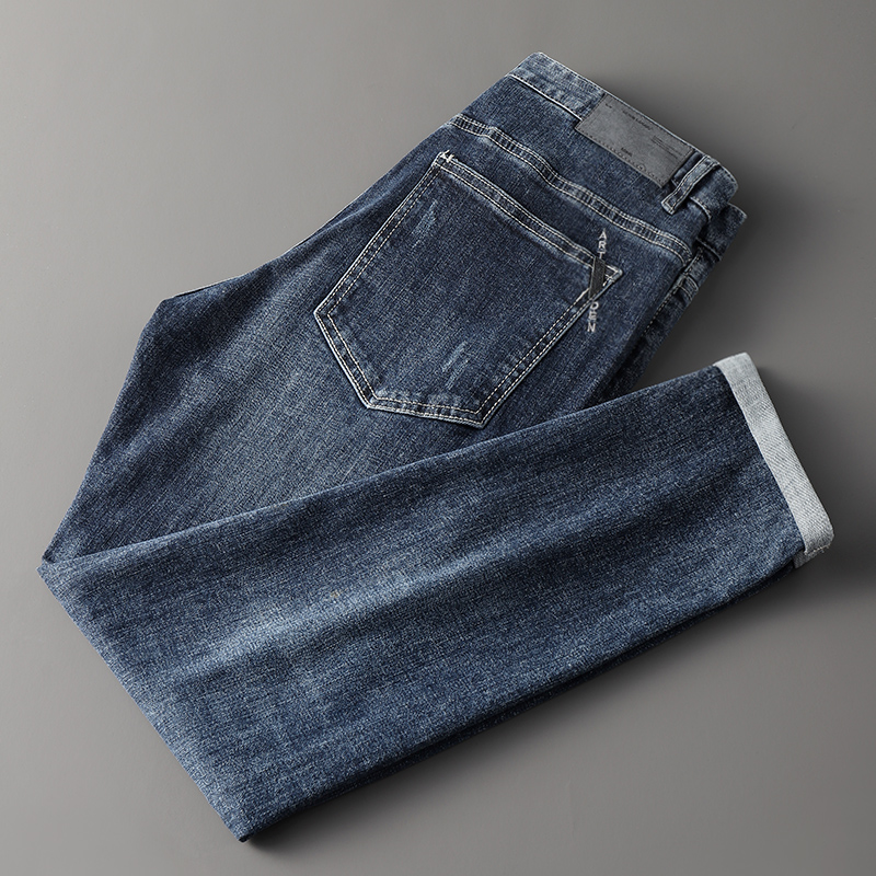 男士牛仔裤秋款2020新款高端糯弹力潮流简约百搭牛仔裤男直筒宽松