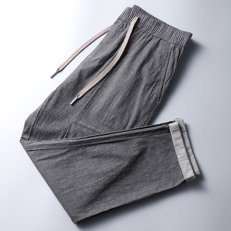 SWEECO男裤春夏薄款牛仔裤男裤子2020新款宽松抽绳休闲裤九分裤男