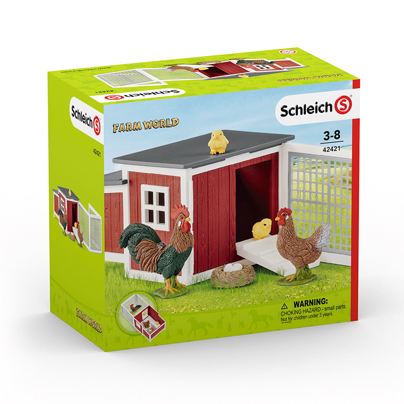 德国schleich思乐鸡舍套装42421仿真小鸡动物家禽模型儿童玩具