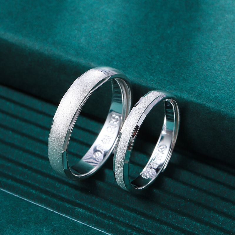 银宴开口高级刻字银戒闭口足银戒男情侣戒指戒指