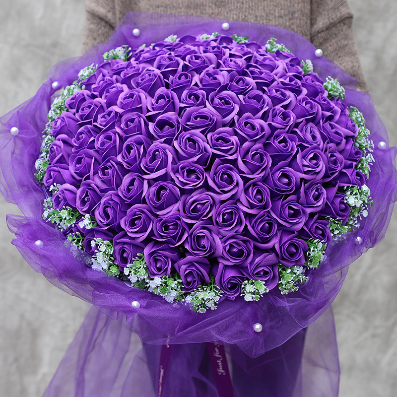 浪漫情人节玫瑰香皂花束永生花仿真教师节礼物送闺蜜女友生日花