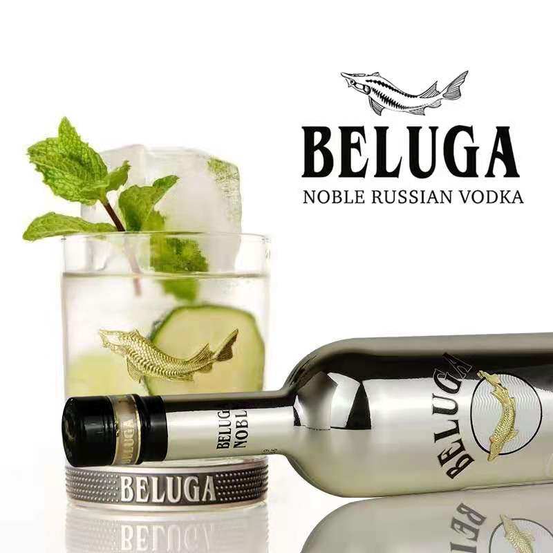 500ml1瓶金白鲸白鲸伏特加原装进口俄罗斯鲟鱼贵族beluga伏特加