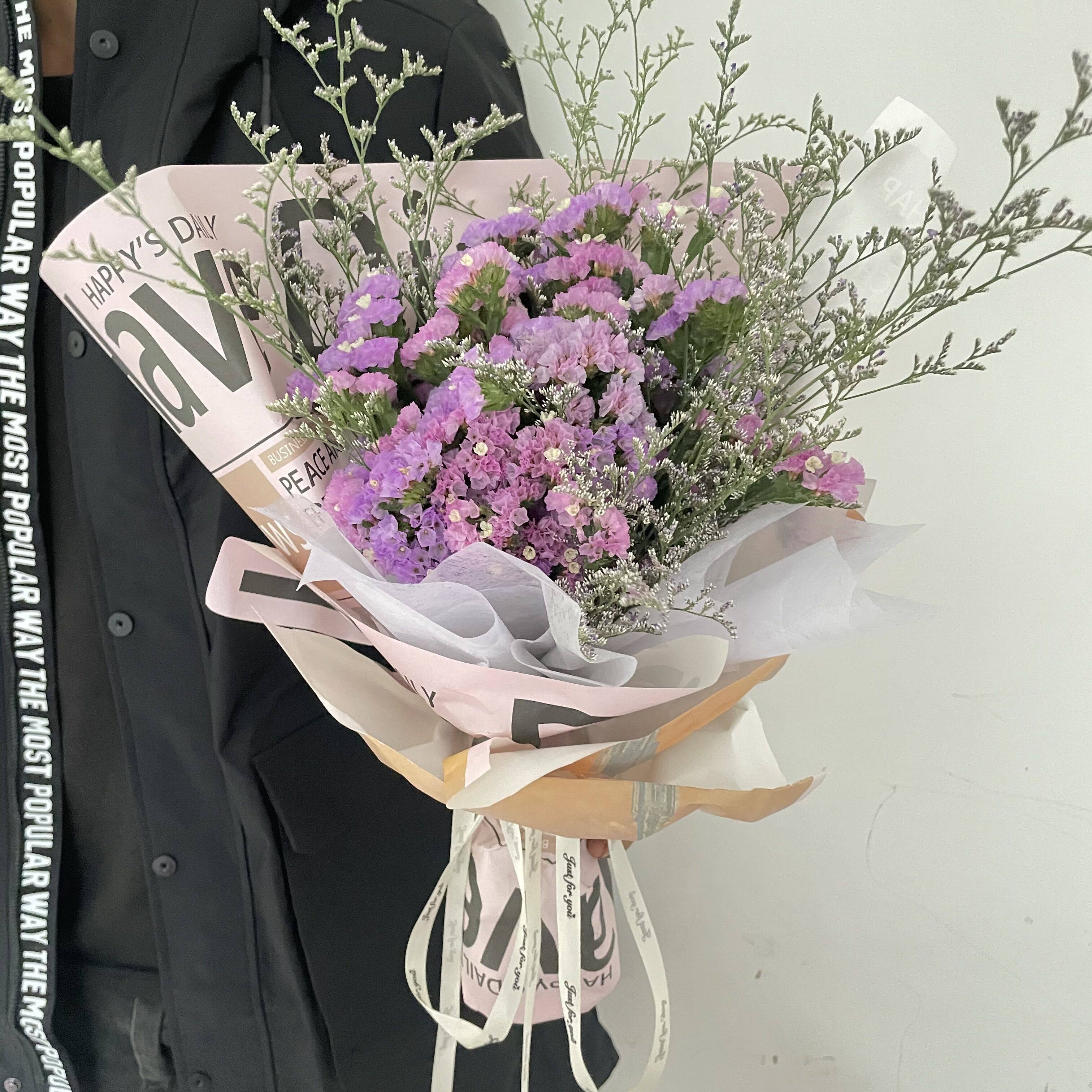 混搭满天星干花花束玫瑰勿忘我包装毕业拍照生日干花