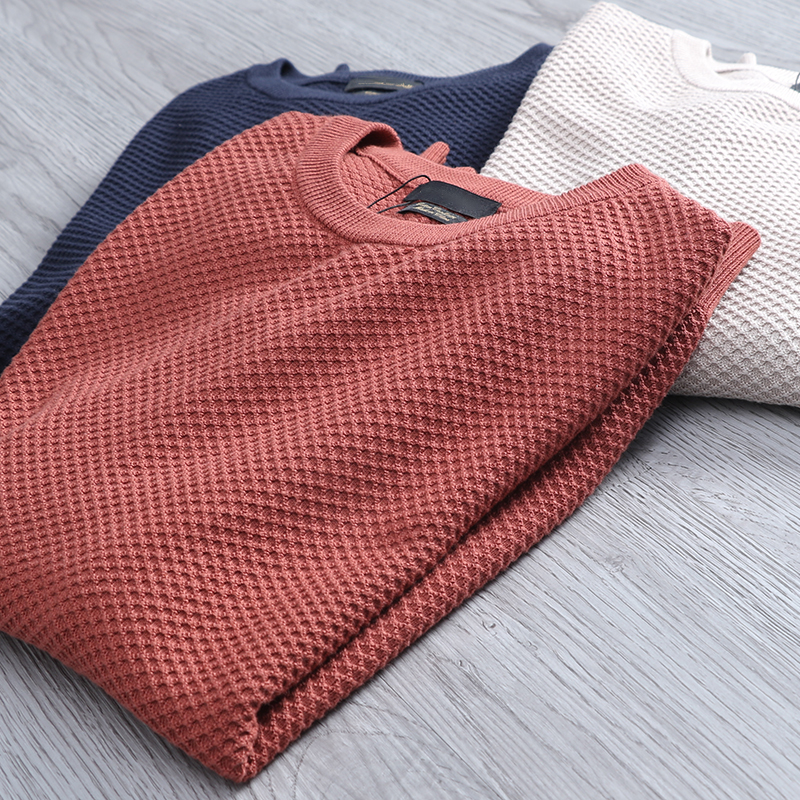 西班牙剪标！高端菠萝针织 圆领弹力修身套头纯色打底衫毛衣68