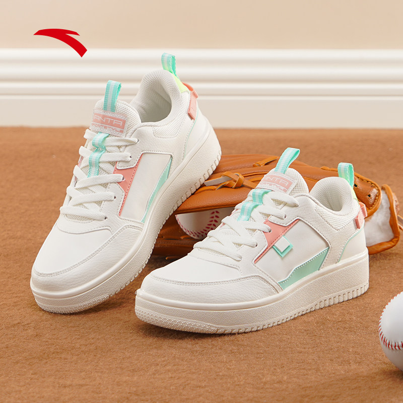 安踏皮面小白鞋潮流鞋子休闲鞋休闲防水新款踏板板鞋