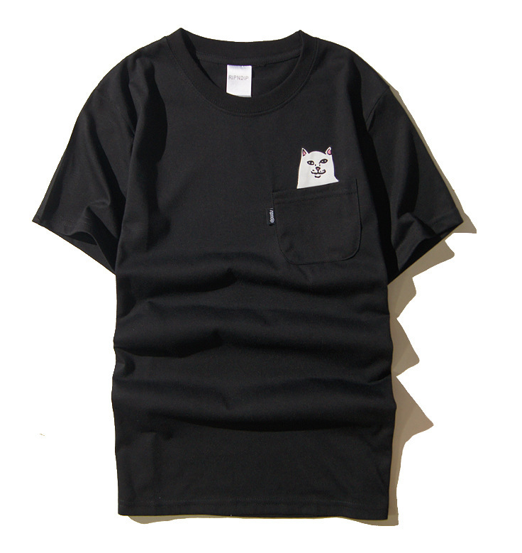 官方ripndip新款欧美美夏潮牌佛手中指贱猫口袋t恤