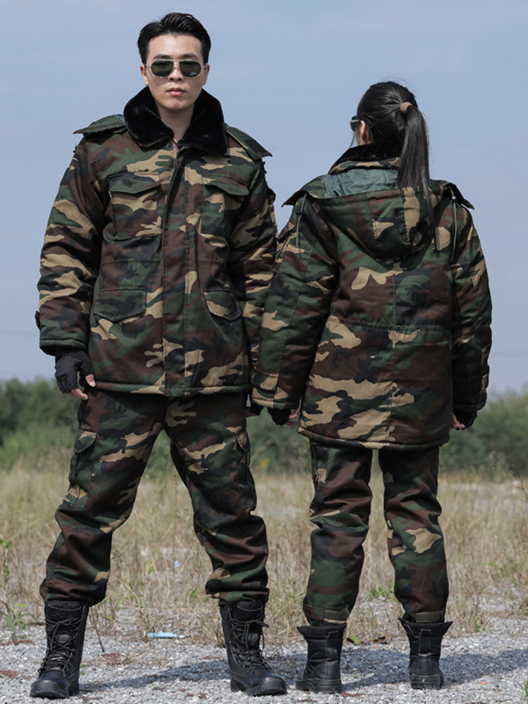 冬季迷彩服男套装加绒保安大衣防寒棉服保暖劳保棉裤户外军迷服装