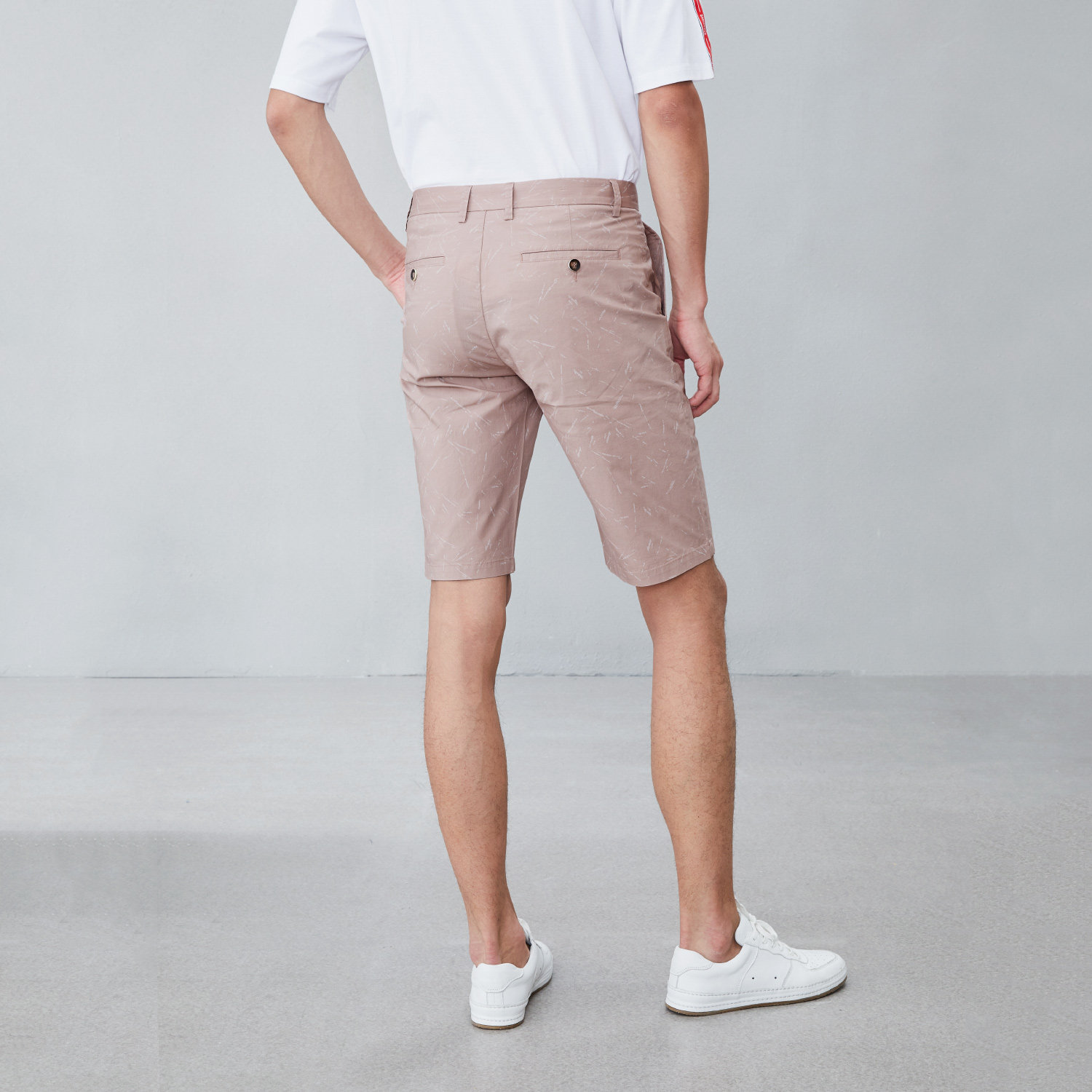 hla海澜之家时尚简约微弹花纹休闲中裤舒适有型中裤男休闲裤