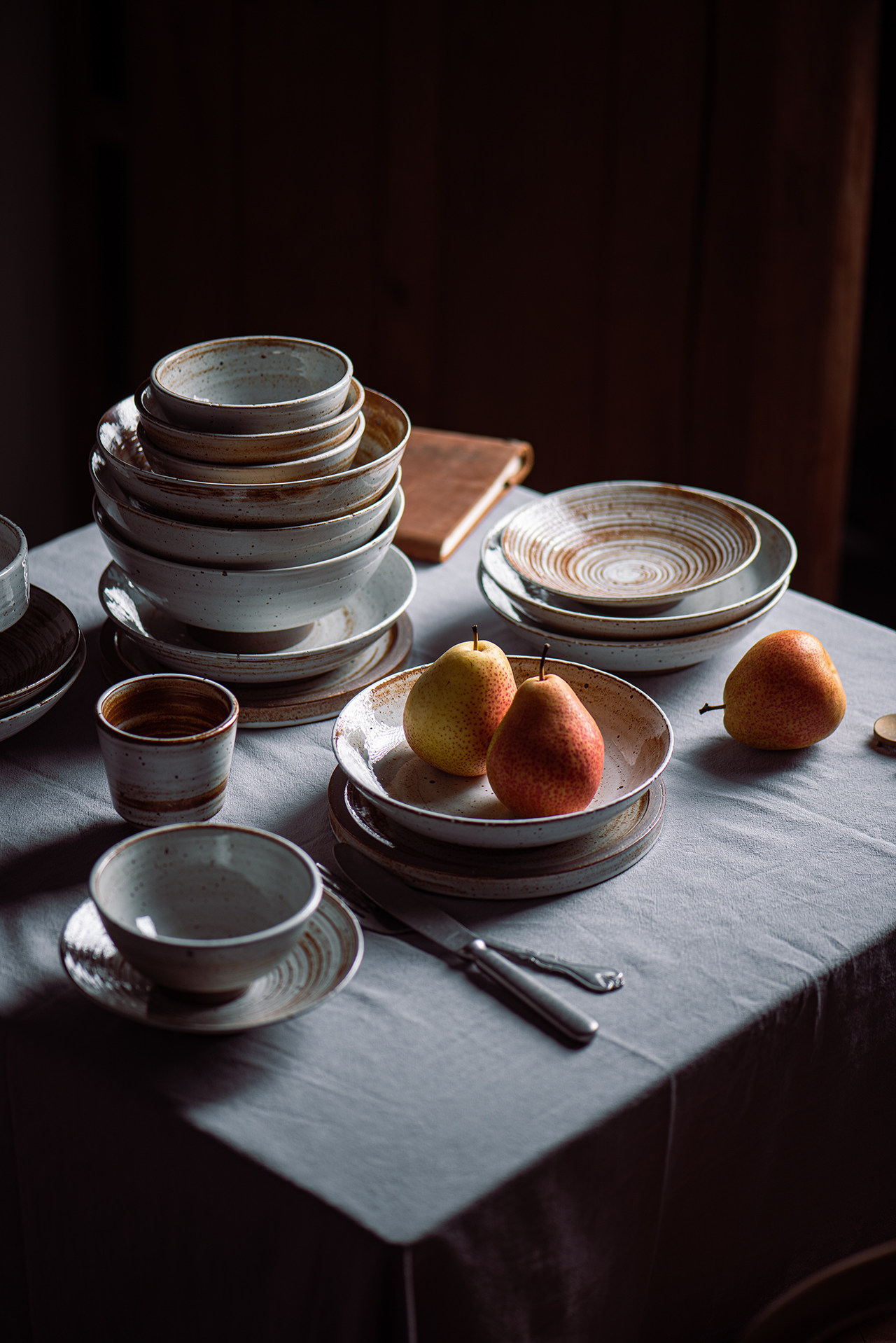 日式粗陶陶瓷餐具套装美食摄影手作柴烧汤碗碗