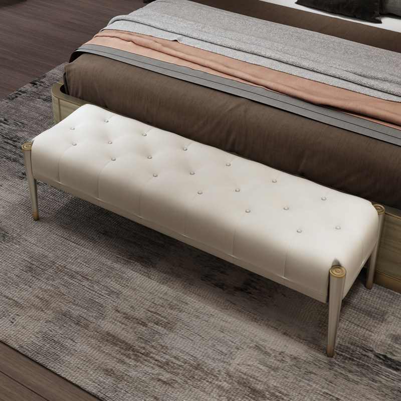 全实木轻奢床尾凳床边沙发床榻现代简约衣帽间长条换鞋凳钢琴凳