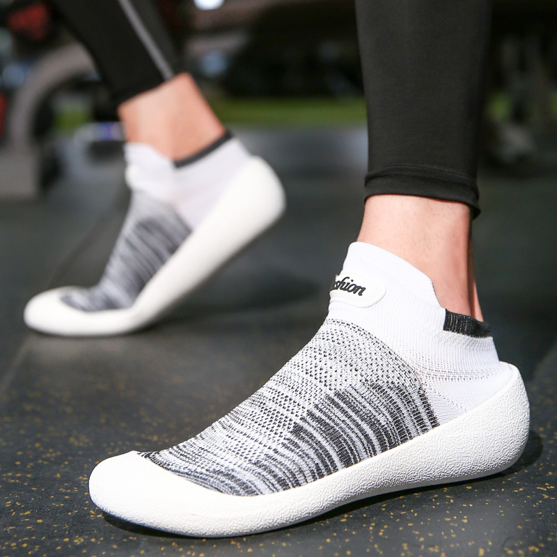 袜子鞋男透气潮流大码46休闲健身运动45网面男士轻便一脚蹬懒人鞋