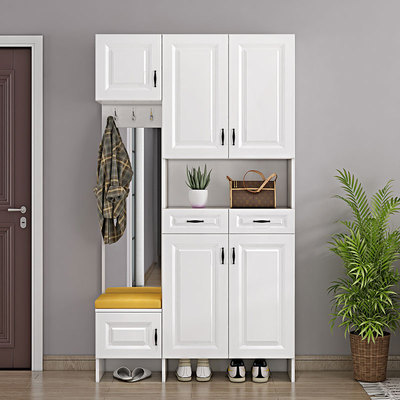 鞋柜家用门口到顶玄关鞋帽柜可挂衣帽一体入户门可坐换鞋凳门厅柜