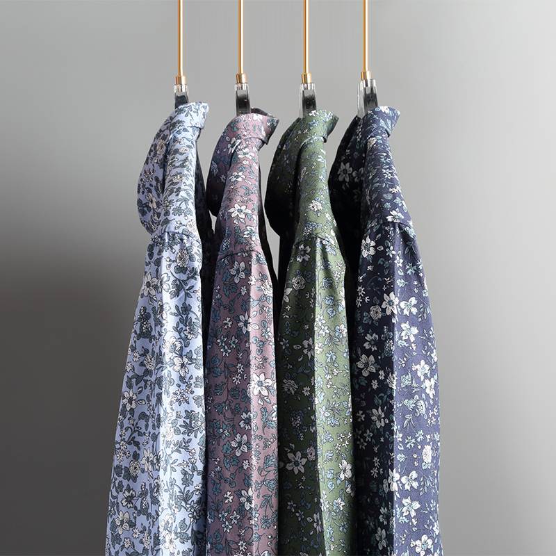 外贸剪标大牌很仙的碎花衬衫长袖男复古港味痞帅衬衣韩版潮流外套