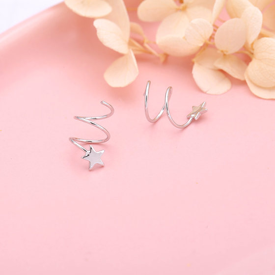 925 sterling silver love spring earrings female cute star rotor rotor earrings double -layer Hong Kong style versatile earrings 925 sterling silver love spring earrings female cute star rotor rotor earrings double -layer Hong Kong style versatile earrings
