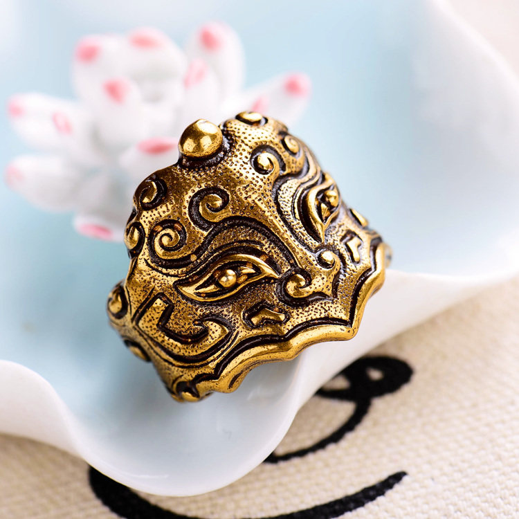 道家饰品紫薇讳五雷铜戒指男女可调节阴阳五行开光护身转运辟邪