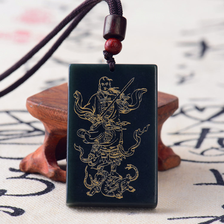 道家饰品和田吊坠玄天上帝真武大帝玉坠道教项坠