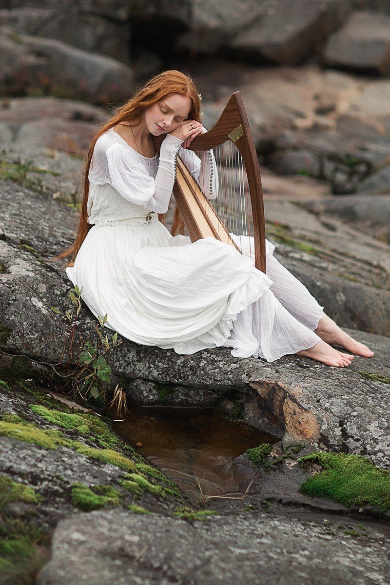 竖琴庄生梦蝶弦全实木仙女凯尔凯尔特特小便携式小众竖琴