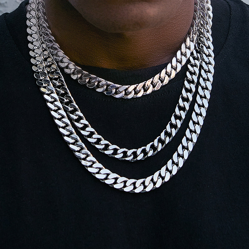 正品xxxtentacion欧美钛钢古巴锁骨颈项项链立体切割项链