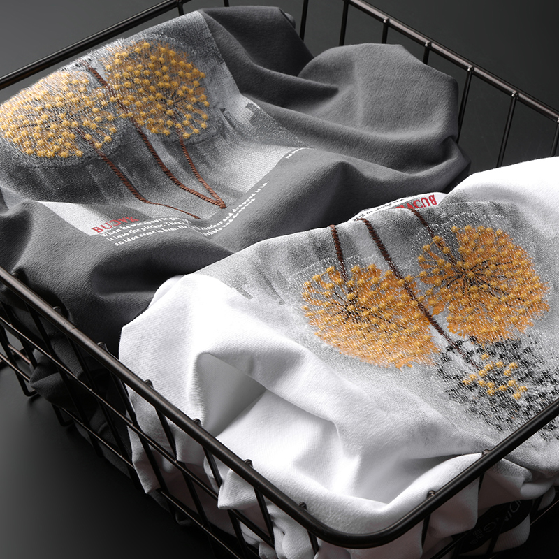 古鼎原创 主推轻奢好物！重工小黄花刺绣短袖男夏季透气T恤半袖潮