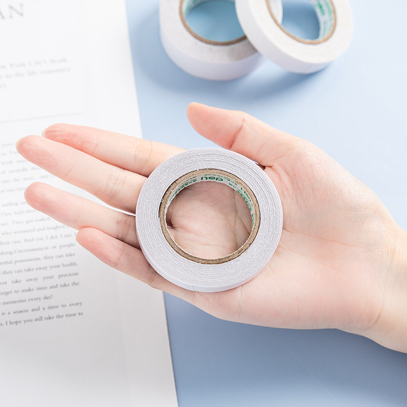 得力两面绵纸胶带学生手工透明明高粘度粘贴胶带