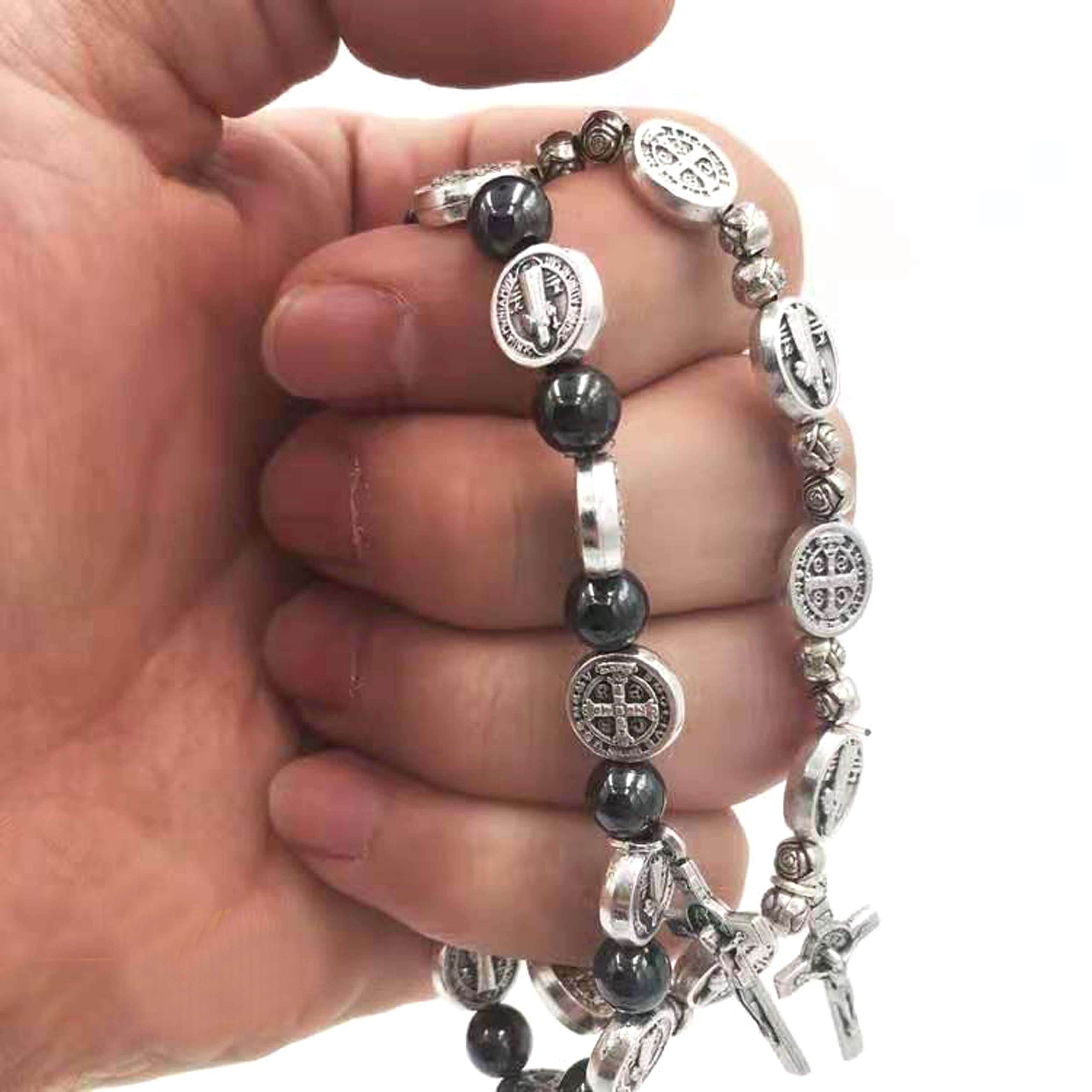 天主教手链念珠十字架手饰驱魔圣物弹力平安基督教工艺品